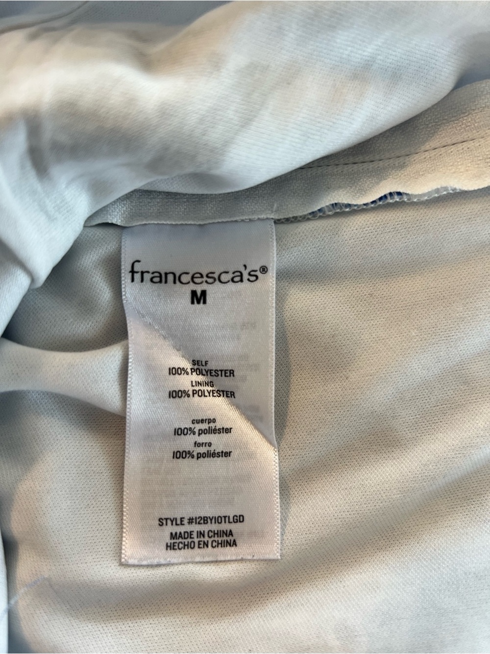 Francesca's Blue One-Shoulder Printed Ruffle Crop Top - Picture 3 of 3